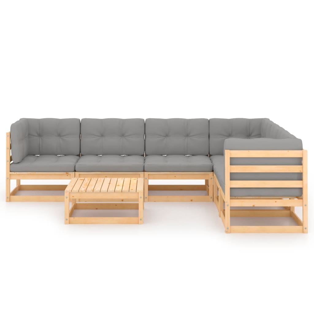 7-tlg. Garten-Lounge-Set mit Kissen Kiefer Massivholz